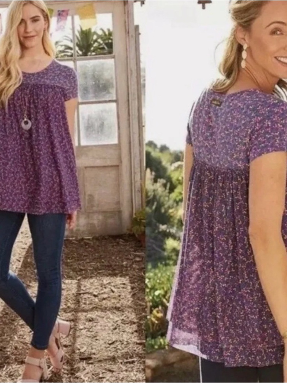 Matilda Jane Purple Floral Short-Sleeve Babydoll Tunic